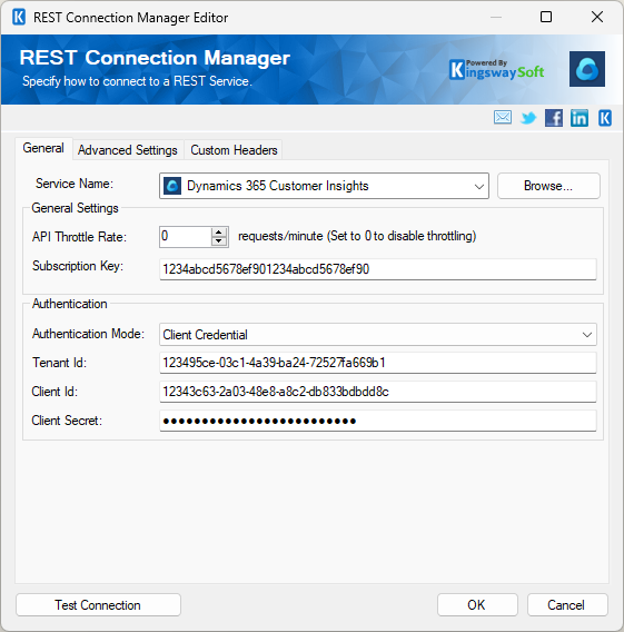 SSIS Dynamics 365 Customer Insights Connection Manager - Client Credentials SSIS Dynamics 365 Customer Insights Connection Manager - Client Credentials